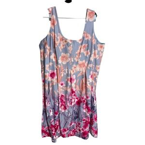 Nine West Floral Print Sleeveless Dress Women's 22W Career Casual‎